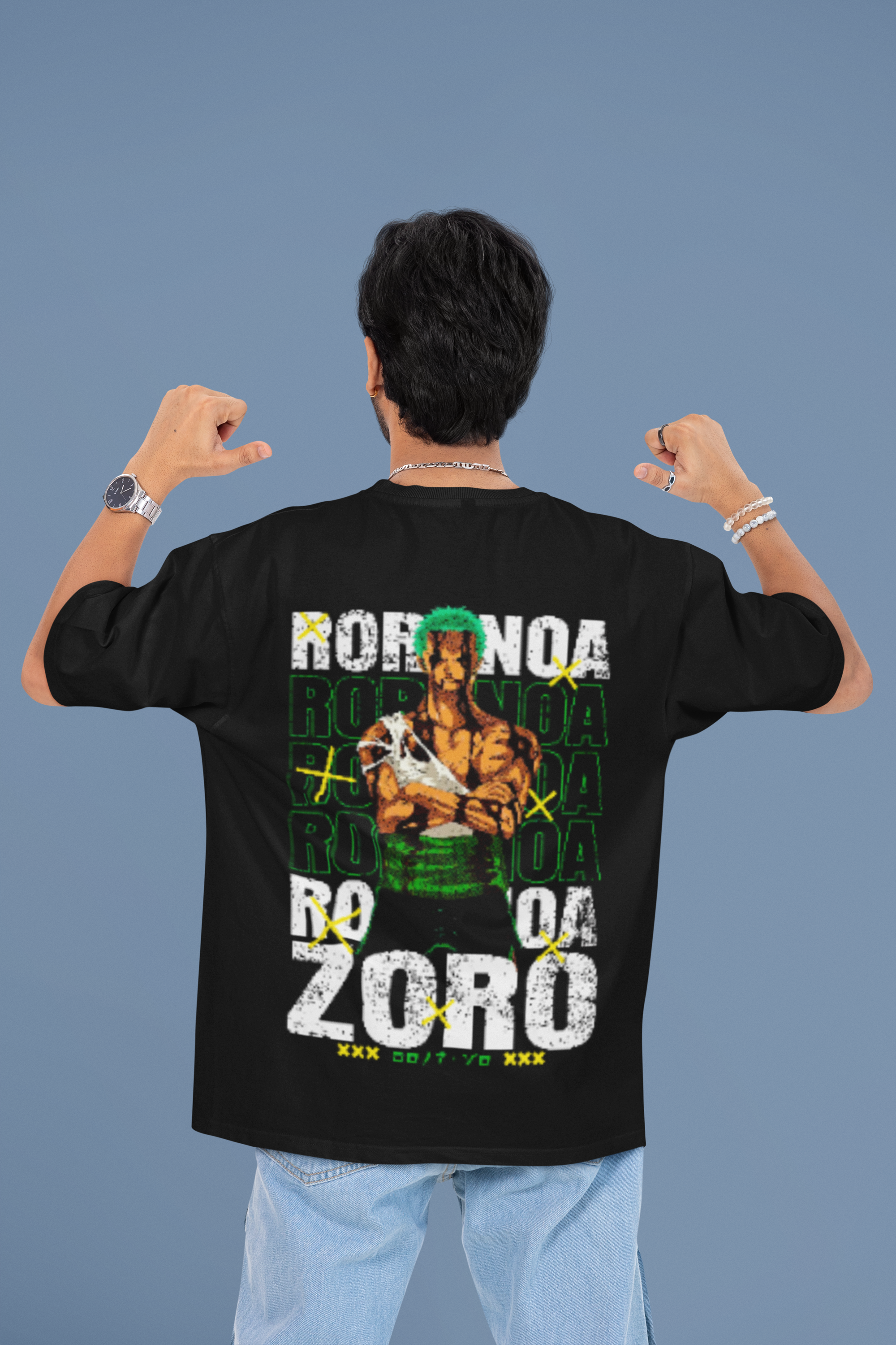 Men's Black Roronoa Zoro Anime Special Unisex Printed T-Shirt