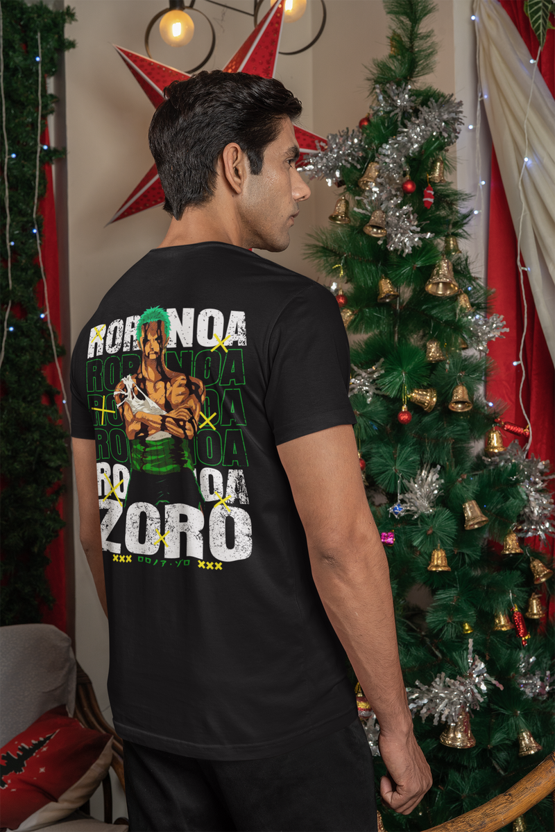 Men's Black Roronoa Zoro Anime Special Unisex Printed T-Shirt