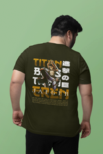 Men's Olive Green Titan Eren Anime Special Oversized Printed T-Shirt