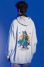 Men's White Wild & Free Printed Oversized Hoodie
