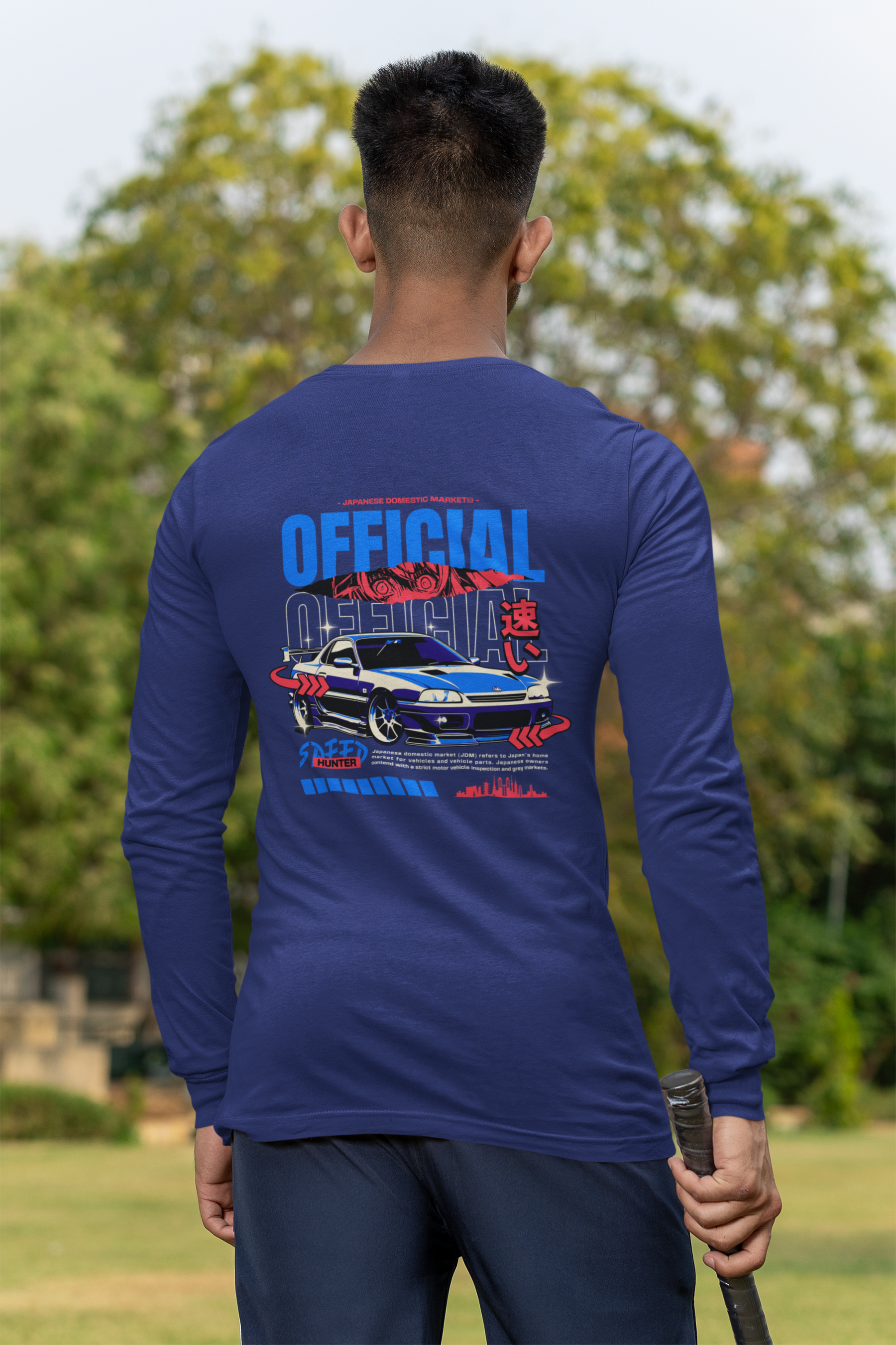 Men's Royal Blue Official Speed Hunter Graphic Printed Full Sleeve T-Shirt