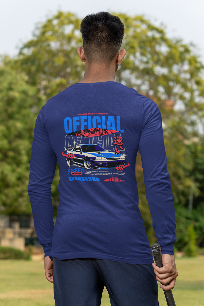 Men's Royal Blue Official Speed Hunter Graphic Printed Full Sleeve T-Shirt