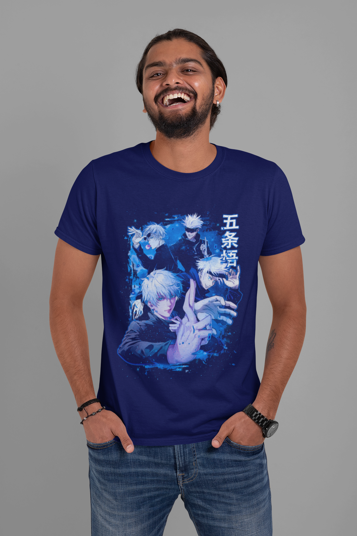 Men's Royal Blue Anime Special Unisex Printed T-Shirt
