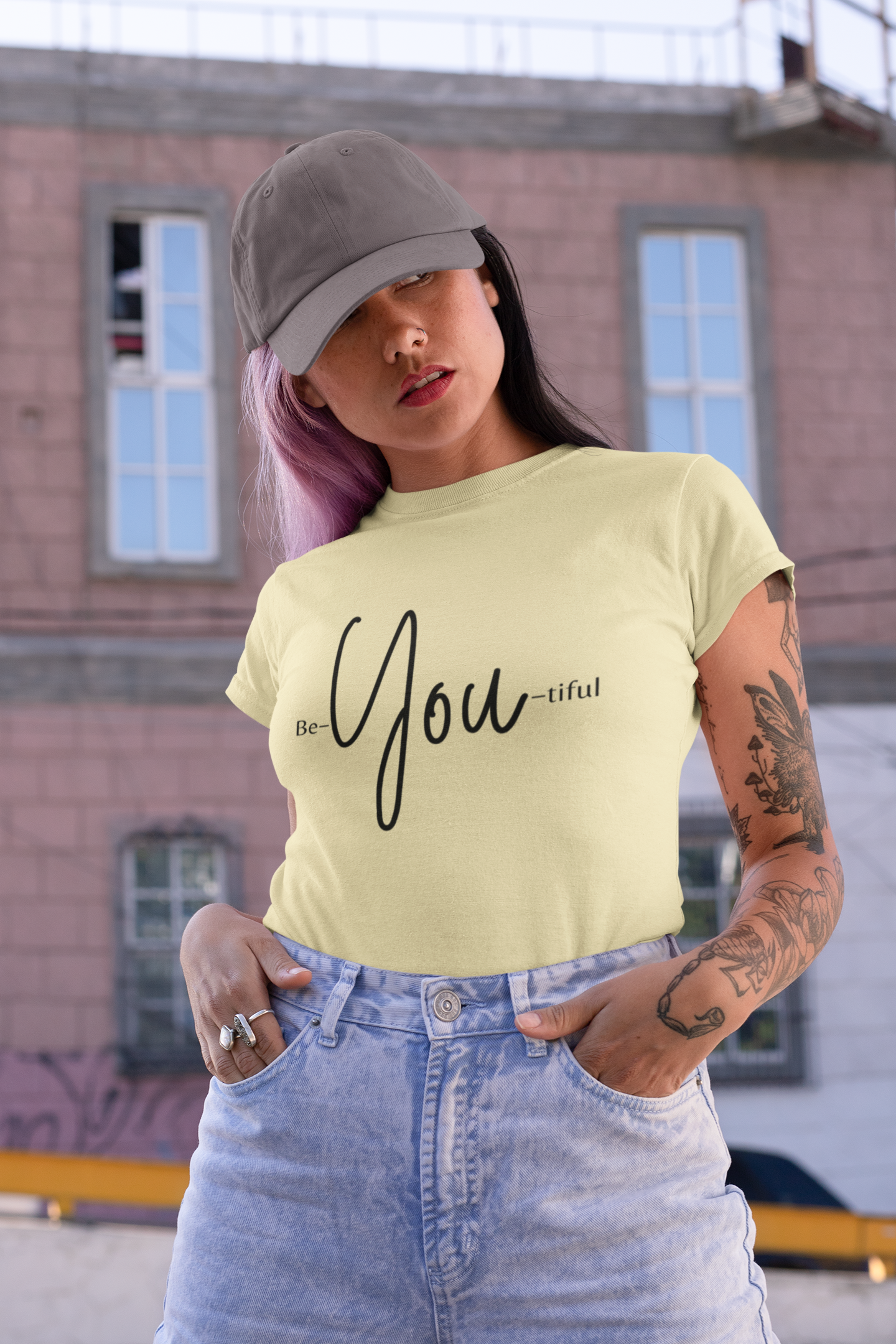 Women's Beige Be-You-tiful Oversized Printed T-Shirt