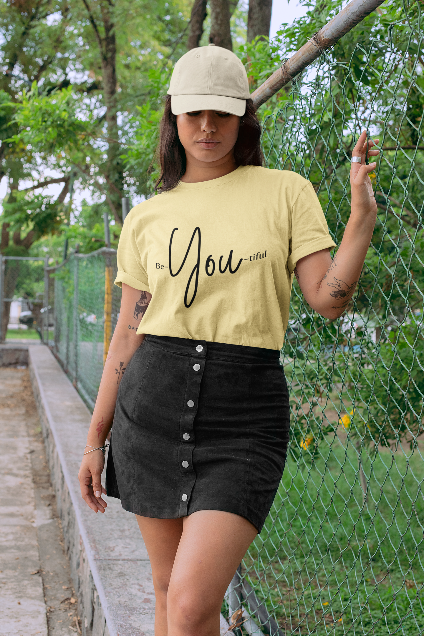 Women's Beige Be-You-tiful Oversized Printed T-Shirt