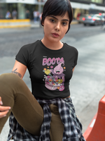 Women's Black Boo'os Graphics Printed Crop Top