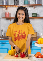Women's Golden Yellow Burn Oversized Printed T-Shirt