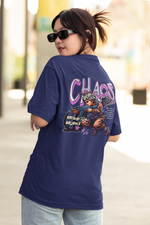 Women's Royal Blue Chaos Oversized Printed T-Shirt
