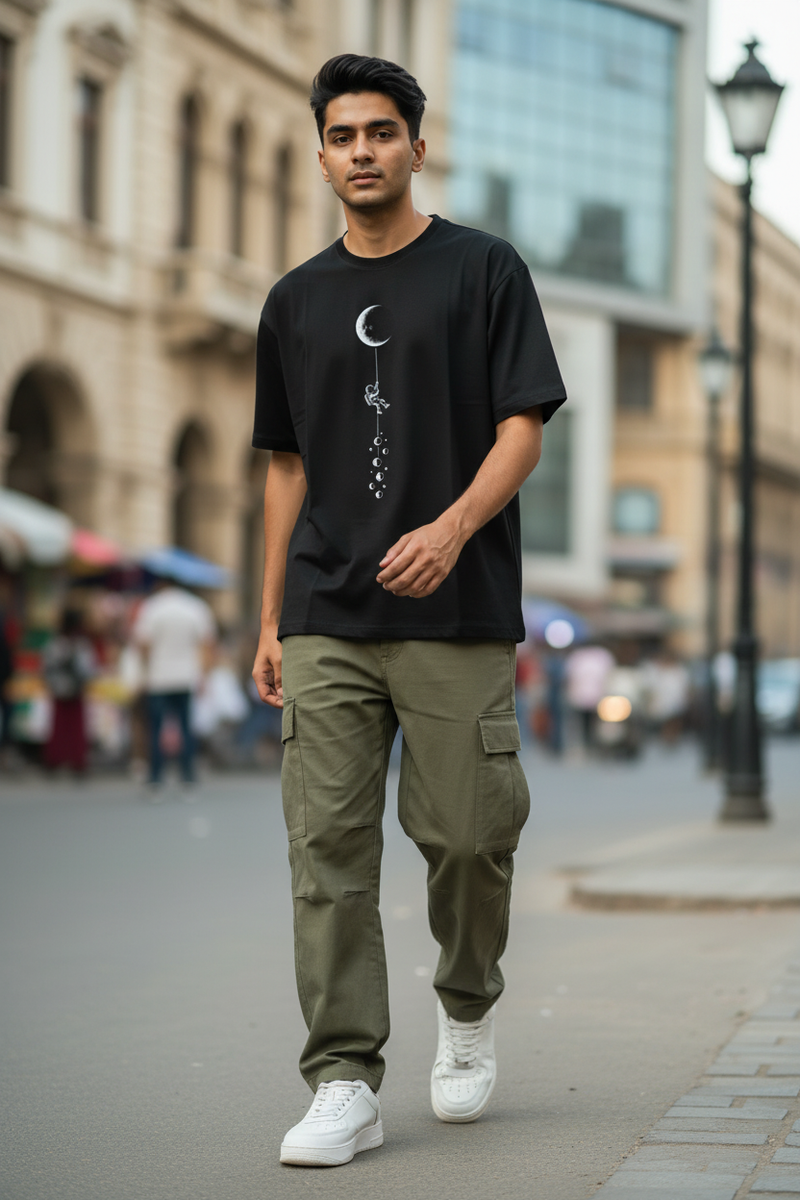 Different Angle Black Tee Mockup
