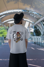 Men's Grey Melange Extreme Oversized Printed T-shirt