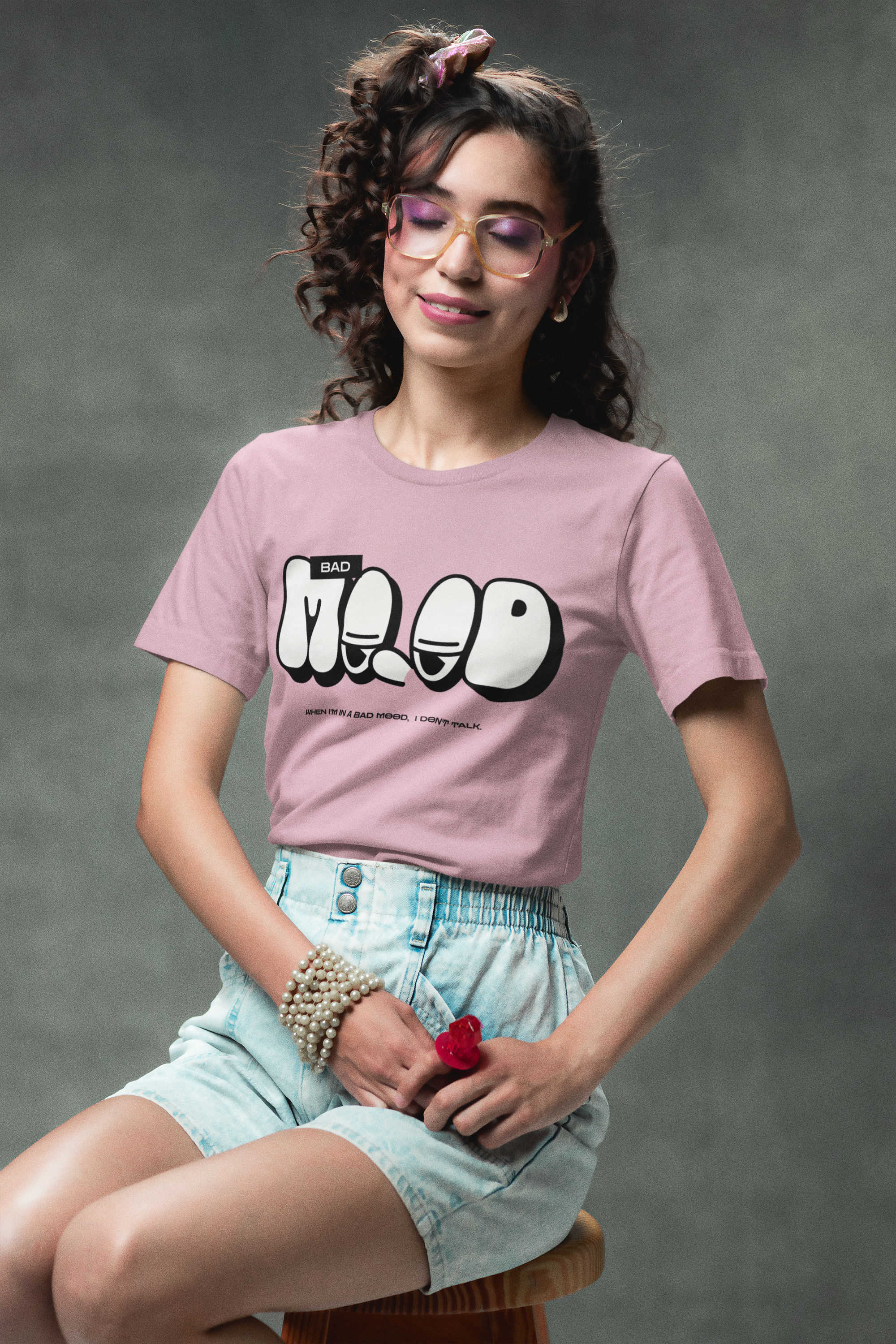 Women's Bad Mood Printed Stretch T-Shirt