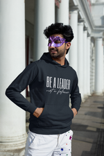 Men's Navy Blue Be A Leader Not A Follower Printed Hoodie