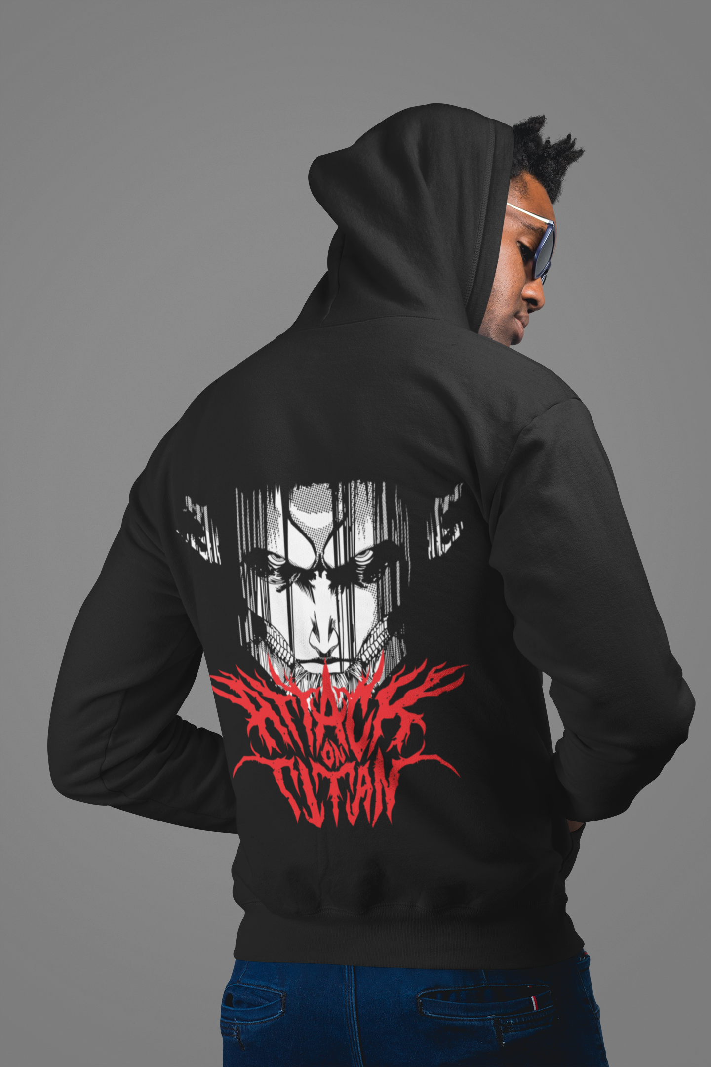 Men's Black Attack on Titan Unisex Graphic Printed ZIP Hoodies