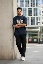 Just Talk Navy Blue Tee Different Model & Style