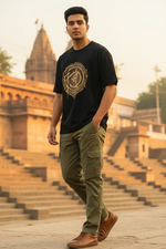 Karma Sanskrit Black Tee New Angle Varanasi Ghats