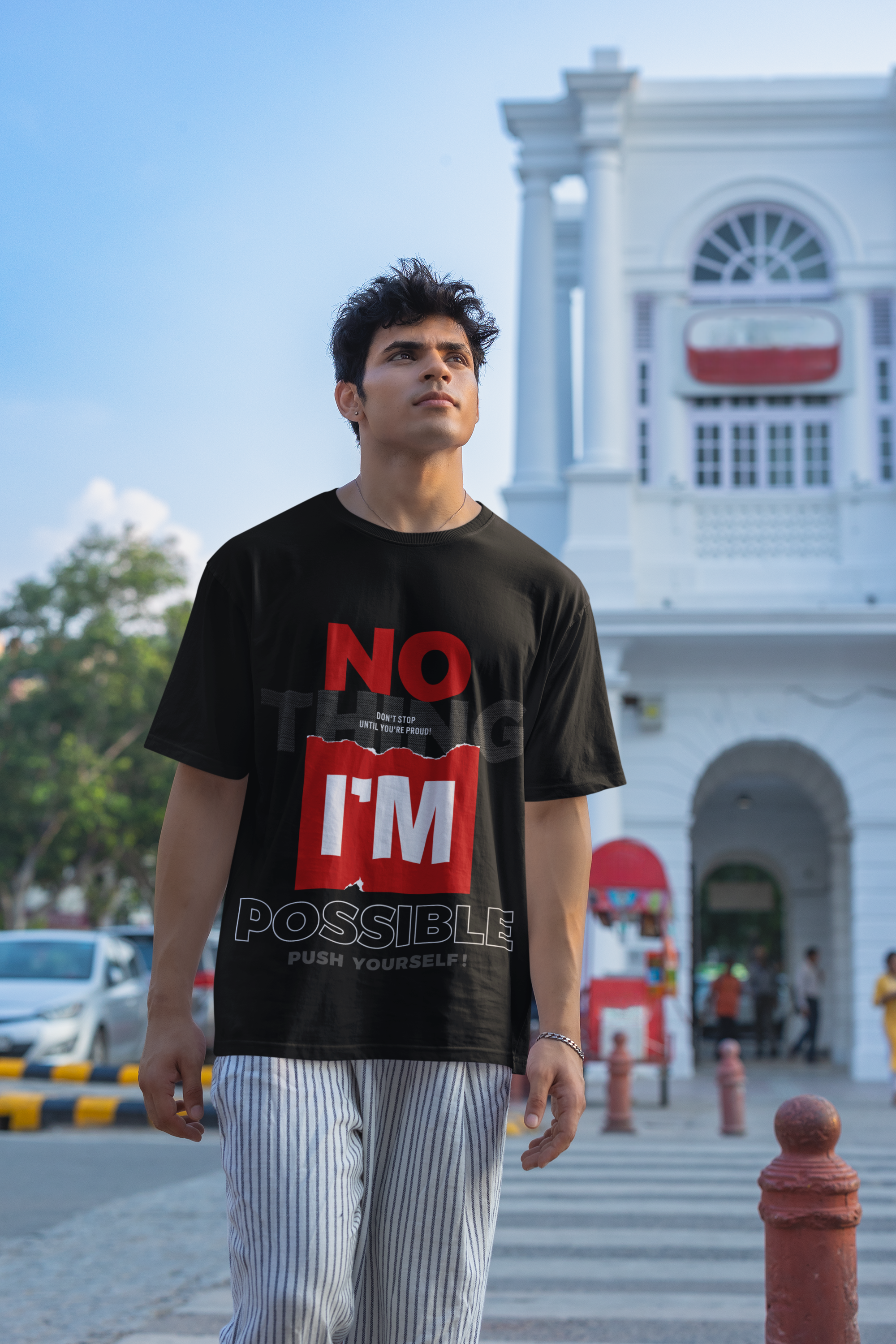 "Push Yourself" Inspirational Cotton T-Shirt