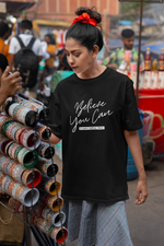 Women's Black Believe You Can Oversized Printed T-Shirt