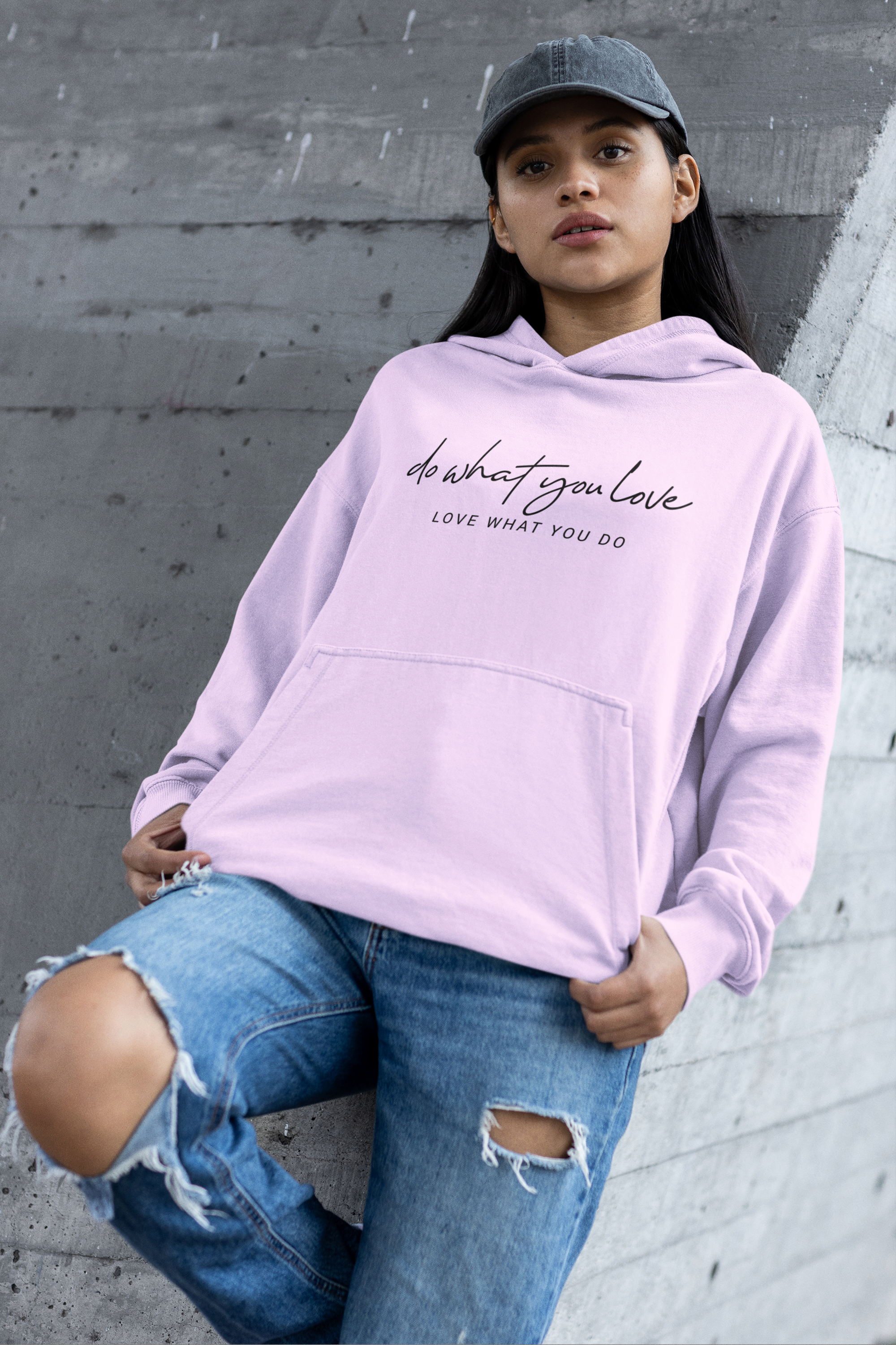 Women's Light Baby Pink Do What You Love Special Oversized Hoodie
