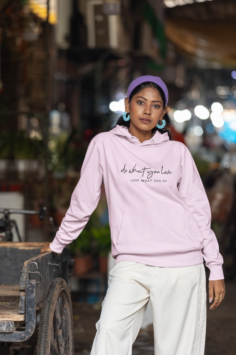 Women's Light Baby Pink Do What You Love Special Oversized Hoodie