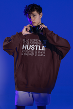 Men's Maroon Hustle Printed Oversized Hoodie