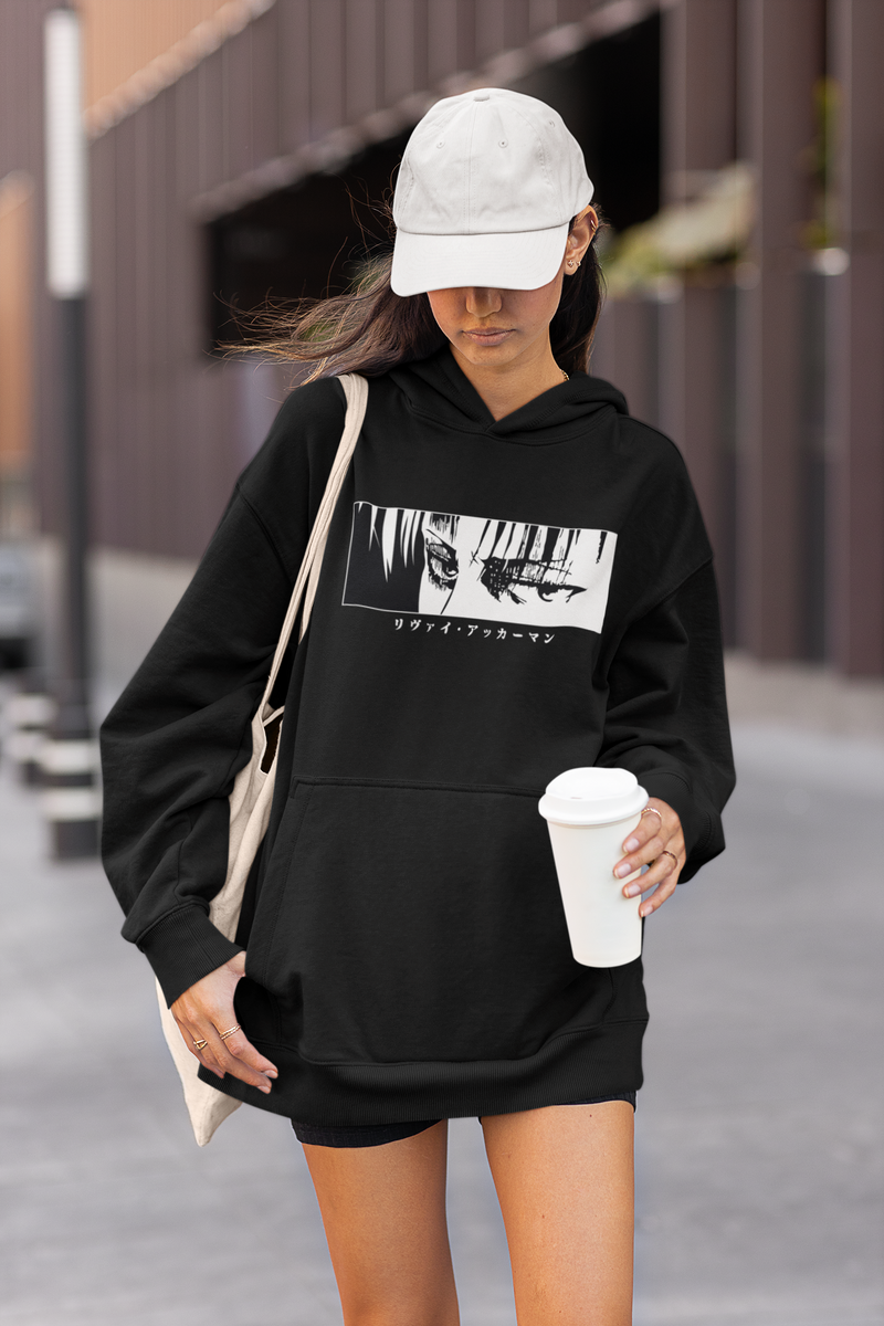 Women's Black Attack On Titan Special Printed Oversized Hoodie