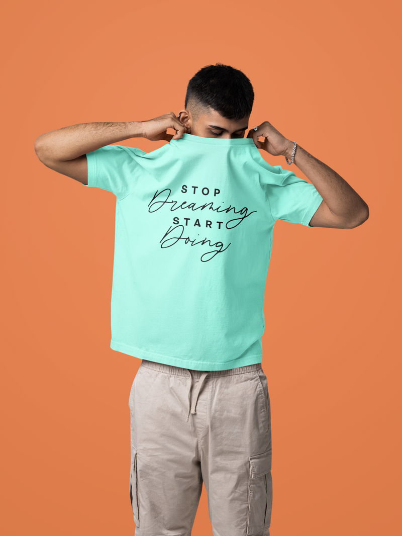 Men's Mint Stop Dreaming Start Doing Oversized Printed T-shirt