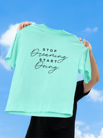 Men's Mint Stop Dreaming Start Doing Oversized Printed T-shirt