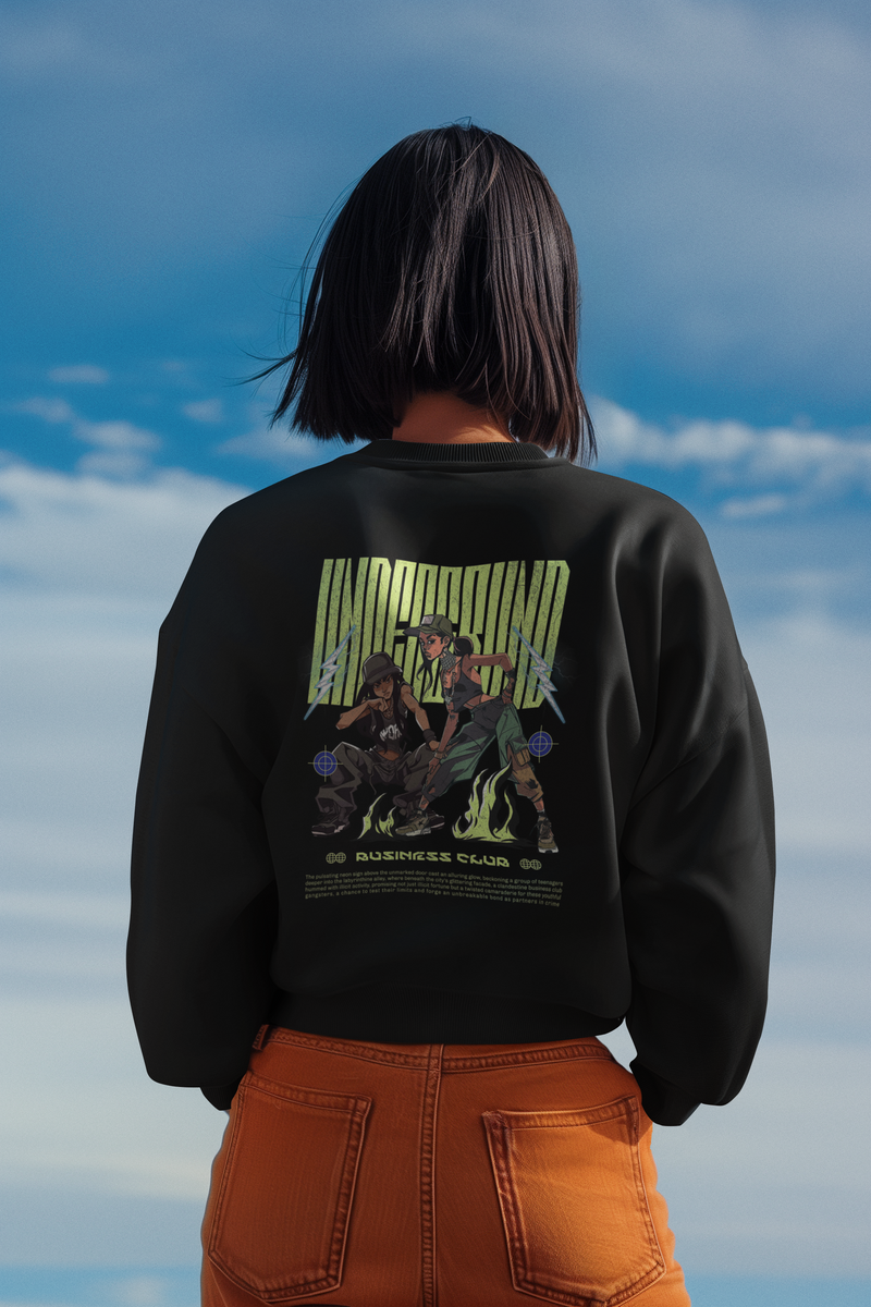 Women's Black Underground Business Club Oversized Sweatshirt