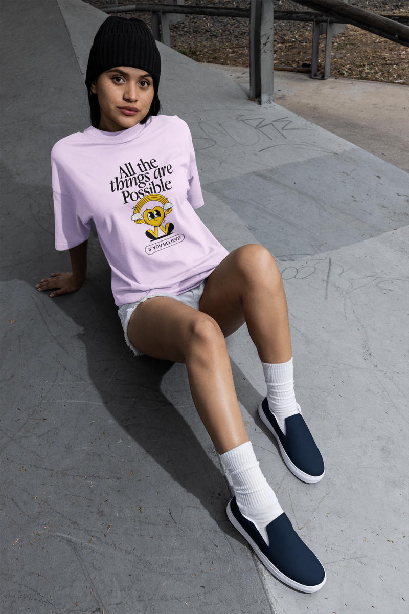 Women's Flamingo All the things are Possible Oversized T-Shirt