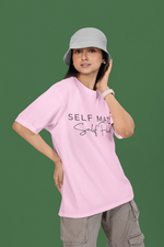 Women's Light Baby Pink Oversized Printed T-Shirt