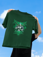 Men's Bottle Green Zoro Anime Special Oversized Printed T-Shirt