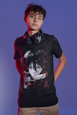Men's Black ATAQUEA LOS TITANES Oversized Printed T-Shirt