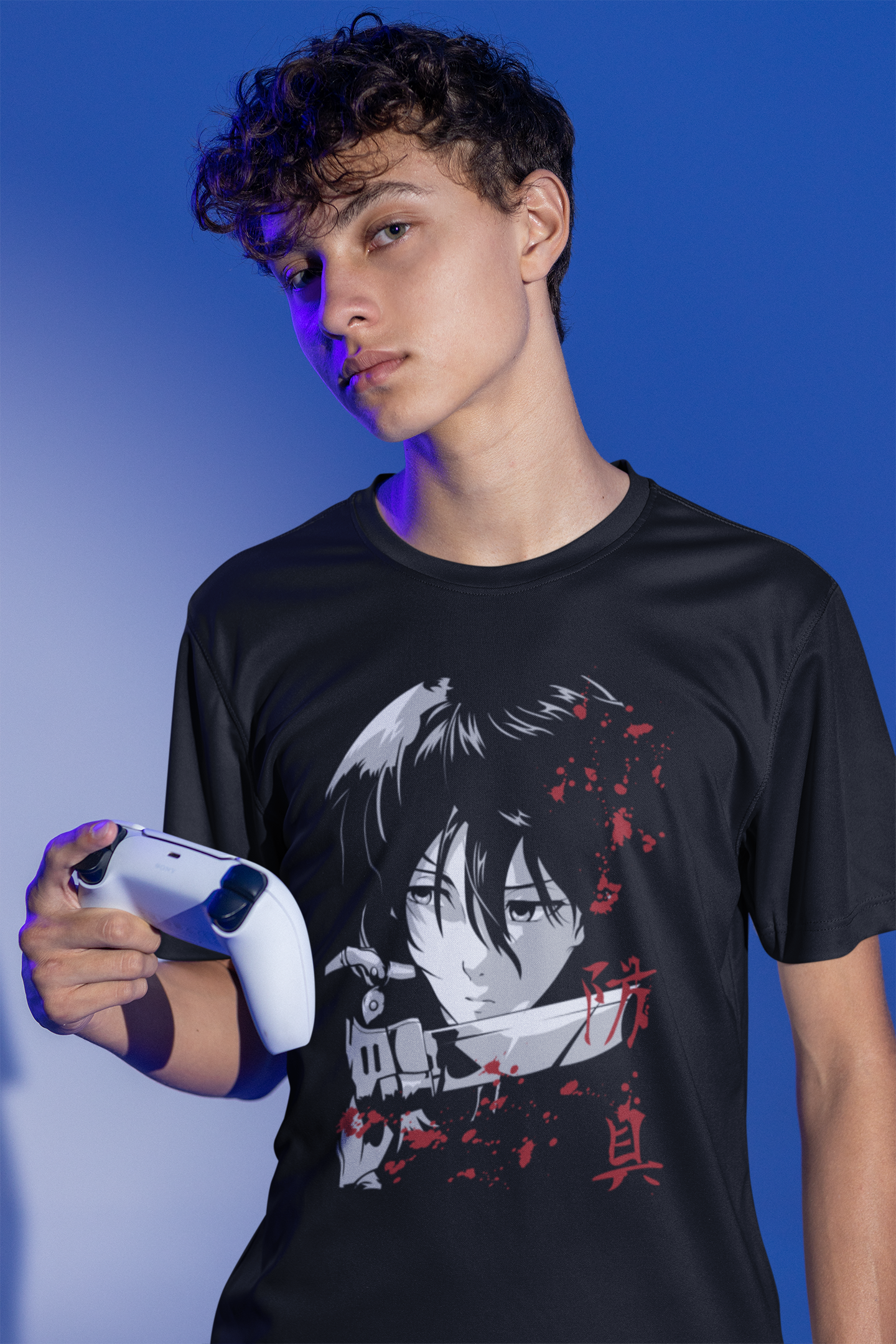 Men's Black ATAQUEA LOS TITANES Oversized Printed T-Shirt