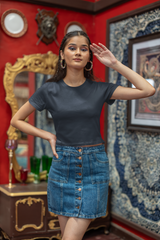 Women's Golden Yellow Plain Beauty Slim Fit Crop Top