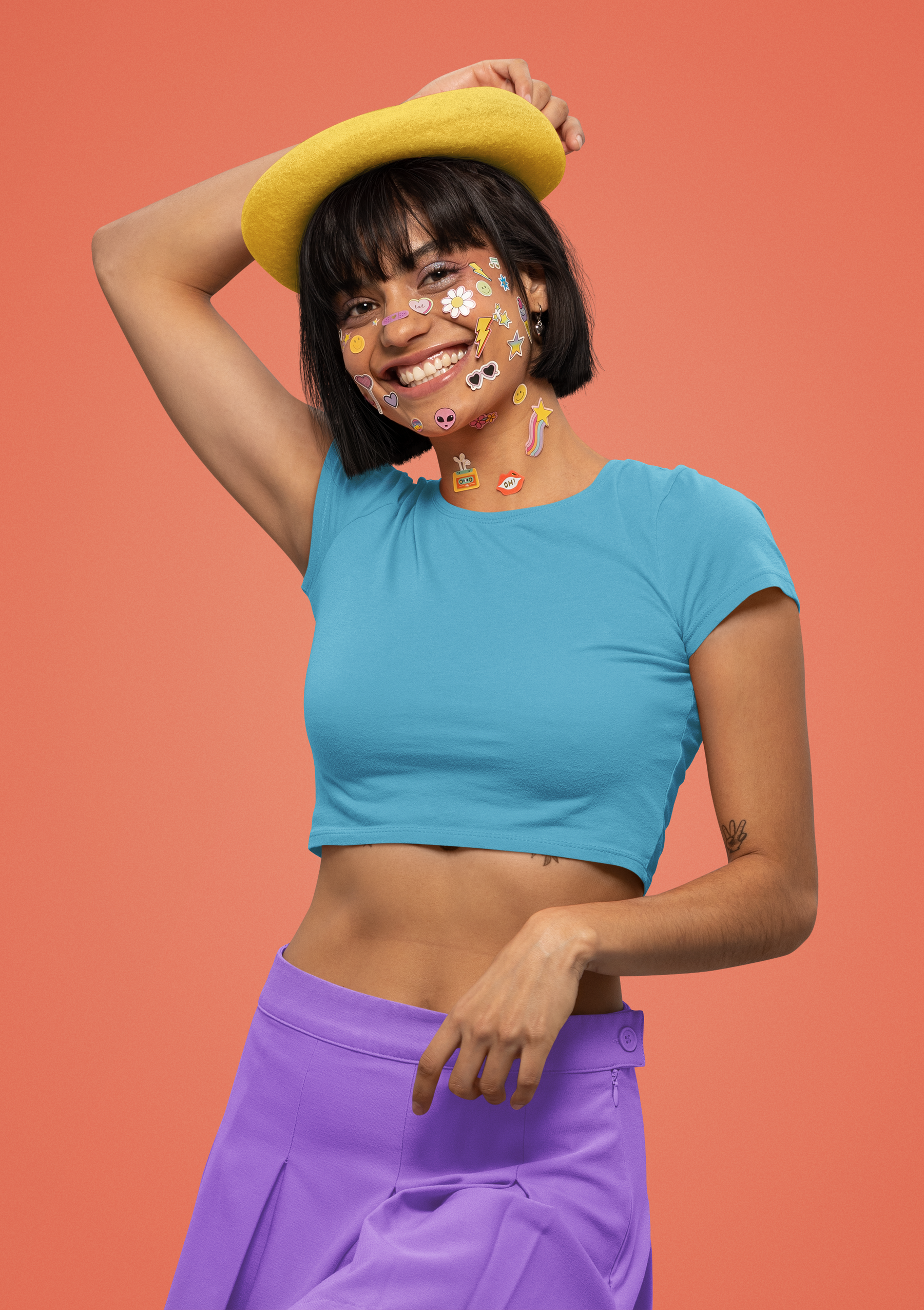Women's Black Plain Beauty Slim Fit Crop Top