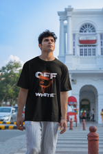 Men's Black Off White Oversized Printed T-shirt