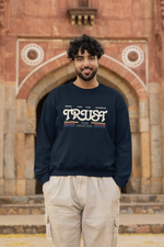 Men's Navy Blue Trust The Process Oversized Graphic Printed T-shirt