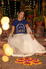 Women's Royal Blue Durga Puja Special Printed T-Shirt